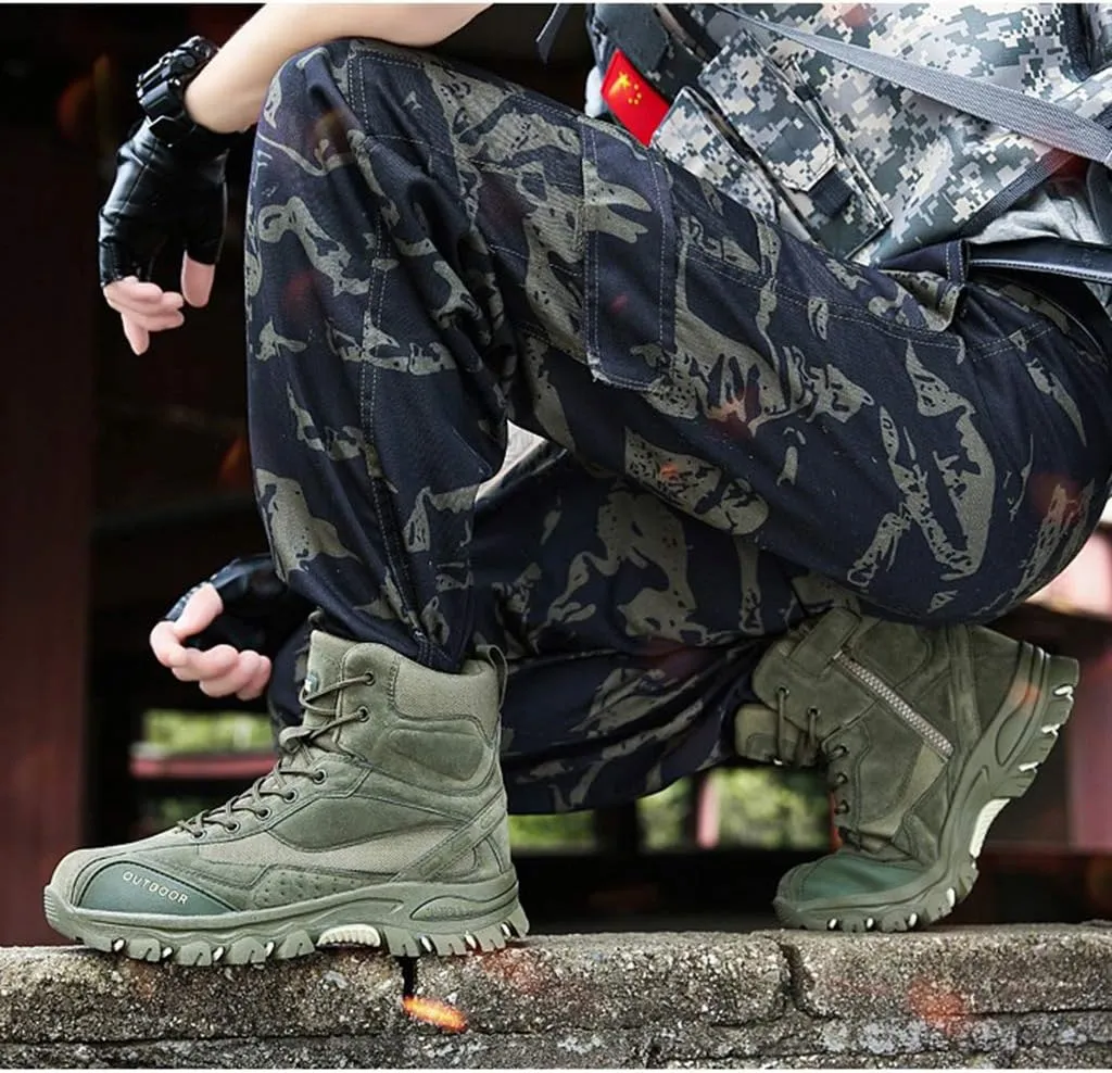Wygwlg Men's Military Boots Tactical Combat Boots Special Forces Boot Police Ankle Outdoor Non-slip Work Protection Boots