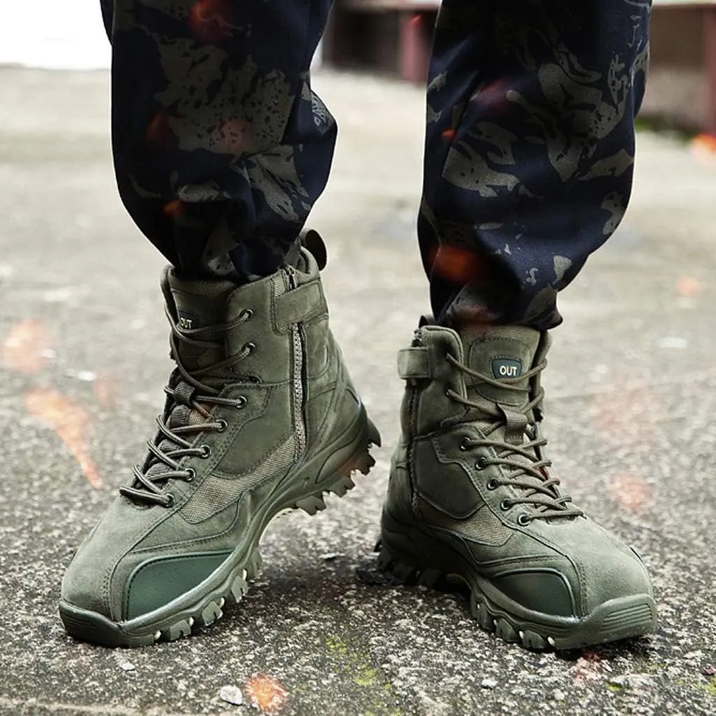 Wygwlg Men's Military Boots Tactical Combat Boots Special Forces Boot Police Ankle Outdoor Non-slip Work Protection Boots