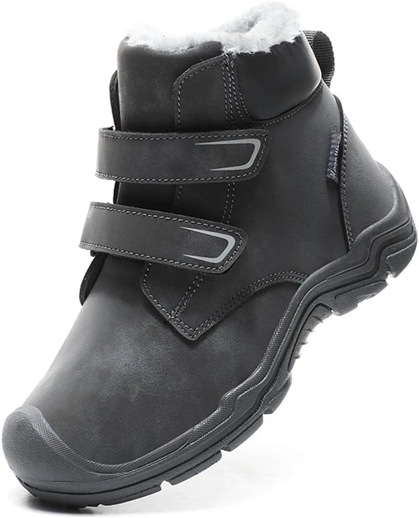 YUKTOPA Kids Winter Outdoor Ankle Hiking Boots Warm Fur Snow Boots Anti Skid Trekking Walking Shoes for Boys Girls