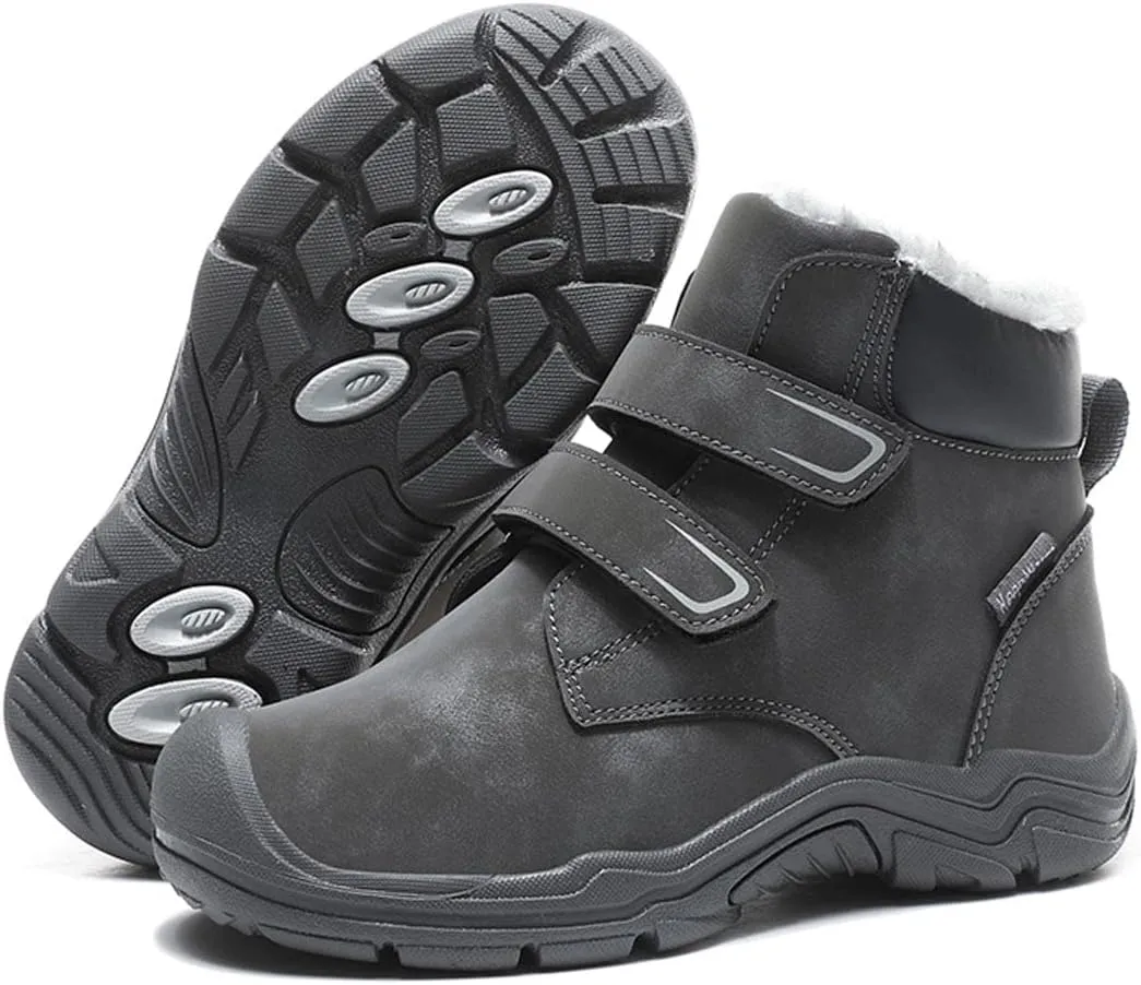 YUKTOPA Kids Winter Outdoor Ankle Hiking Boots Warm Fur Snow Boots Anti Skid Trekking Walking Shoes for Boys Girls